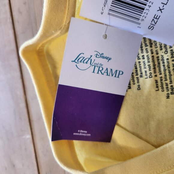 Disney Lady And The Tramp T-Shirt Yellow Graphic Print Unisex XL NEW NWT - Picture 8 of 10